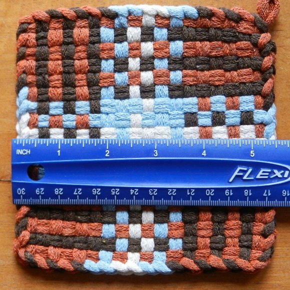 Set of 2 Handmade Artisan Cotton Woven Loomed Santa Fe Potholders Trivets - Picture 4 of 6